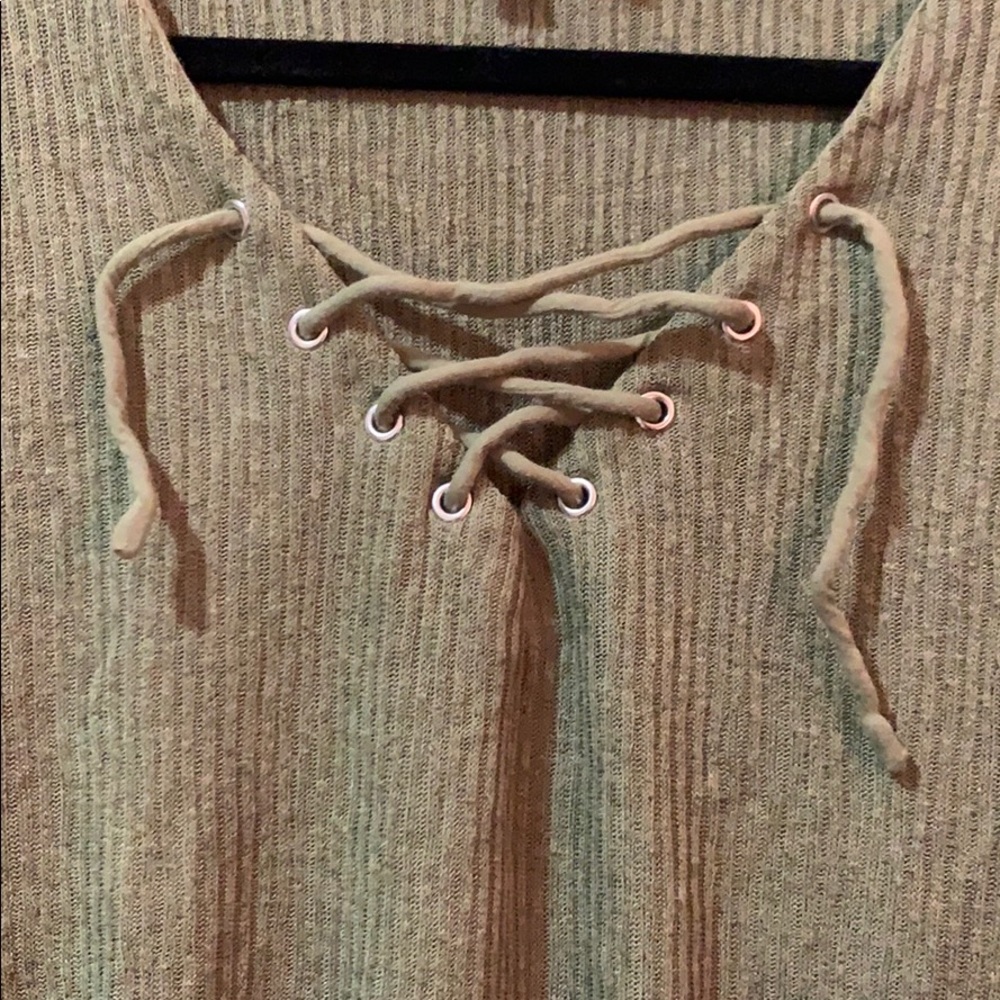 Army Green Lace Up Sweater 💚 - Picture 4 of 5
